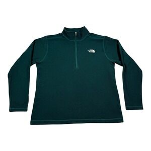 The North Face Sweater Mens XL Forest Green Fleece Quarter Zip Pullover Hiking